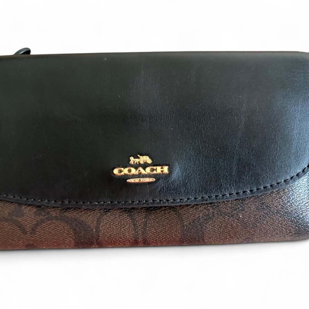 Coach Signature Coated Canvas and Leather Envelope Wallet